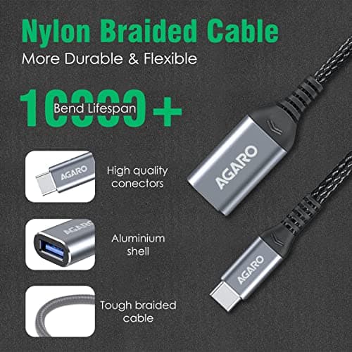 AGARO USB Type C to USB 3.0 OTG Cable, Adapter, Connector, Fast Charging, Data Transfer Speed Up to 10 GBPS, Compatible with Laptops, Tablets, Smartphone and Chargers 4