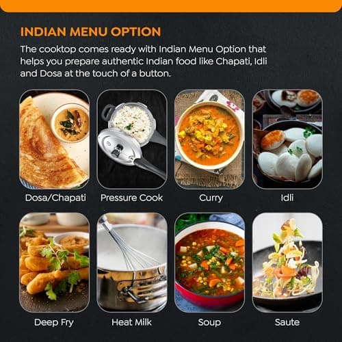 Prestige Iris Plus 1600 Watts Induction Cooktop | 4KV Surge Protection | 6 Preset Indian Menu Options & Timer | Soft Touch Button | Easy to Clean | Portable | 1Y Warranty | Black | BIS Certified 3