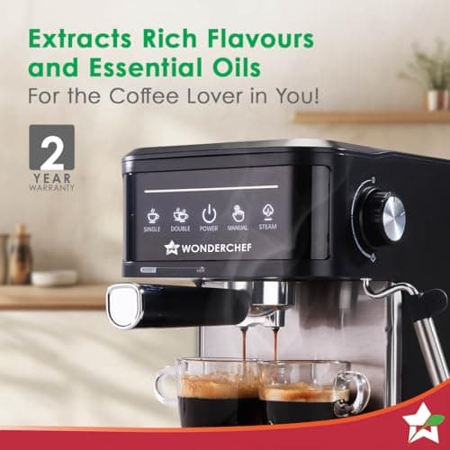 Wonderchef Regalia Neo 20 Bar Espresso Coffee Maker | Espresso, Cappuccino, Latte & Mocha | Steam Frother | Metal Portafilter | 1.5L Tank | 1200W | 2-Year Warranty 4