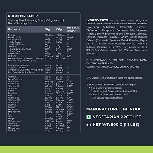 Nutrabay Wellness Vegan Plant Protein Powder + Superfoods 24g Protein per Serving – Complete Amino Acid, Pea & Brown Rice, Sugarfree – 500g, Rich Chocolate | 100% Authentic Clean Protein 4