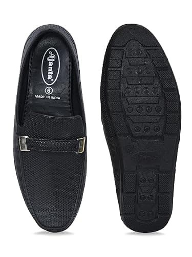 AJANTA Men's Slip-on PVC Loafer | Water Proof & Rain Shoes | Anti Skid Outsole for Firm Grip | Lightweight & Comfortable Formal Moccasins for Office & Party Black 2