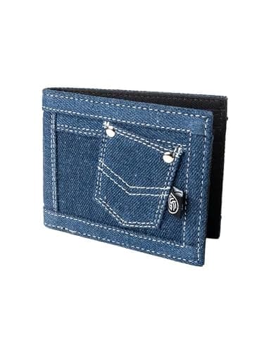 Bacca Bucci Denim Dash Bifold Wallet– Jeans Inspired Wallet for Teens & Gen Z Blue