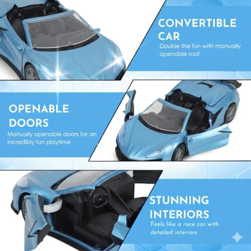 Harshiva Convertible Remote Control Car for Kids | Rechargeable RC Car with 2+ Hours Playtime | Manually Openable Doors & Roof | Made in India (Matte Blue) 3
