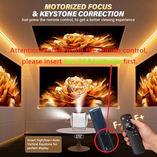 zitronix® Smart Projector for Room Built in Android 13 0.6: 1 Ultra Short Throw Projector for Home Cinema Keystone Correction with HDMI/WiFi/USB 65W Type-c Power Port & PD30W Power Bank Permitted 3