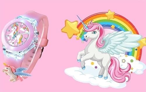 Acnos 3 Pieces Kids Unicorn Watch Unicorn Bracelet Waterproof Toddler Analog Watch Light Watch Unicorn Christmas Valentine Day Gift 3-10 Year Girls 6