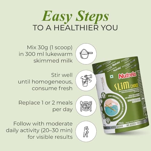 Nutrela Slim Choice Meal Replacement Protein Shake for Weight Loss- 500gm Vanilla Flavor | Weight Management supplement Powder | Goodness of Garcinia Cambogia, Rose Hips & Green Coffee Extract (Pack o 2
