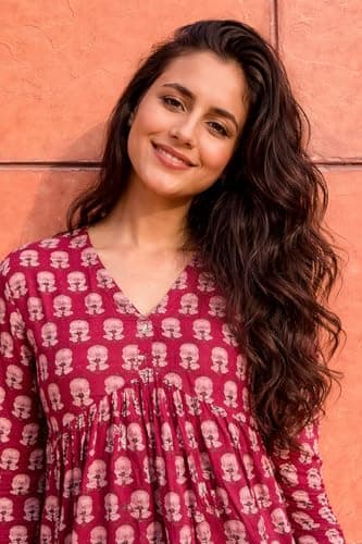 PD CLORI Women's Block Print Peplum Top, V-Neck, Full Sleeves, Floral Print, Casual Wear (in, Alpha, M, Regular, Red) 2