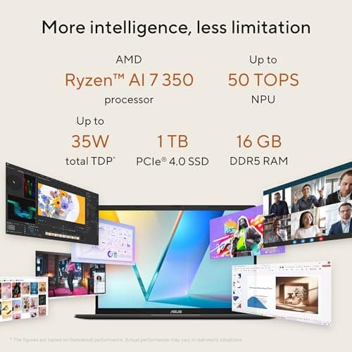 ASUS Vivobook S14,Smartchoice,AMD Ryzen AI 7 350,16GB RAM,1TB SSD,OLED,14",Windows 11, Office24,M365 Basic (1Yr)*, Matte Gray,1.4Kg, M3407KA-SF049WS,50 Tops,Metallic Design,Next-Gen AI Laptop,Copilot+ 3