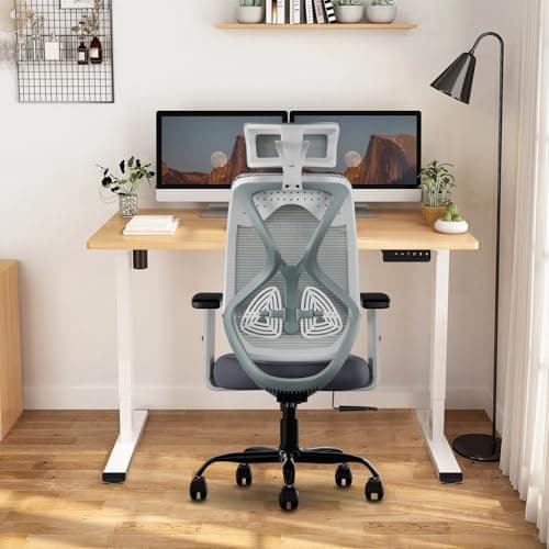 CELLBELL C190 Berlin Office Chair, High Back Mesh Ergonomic Home Office Desk Chair (Grey - White) 2