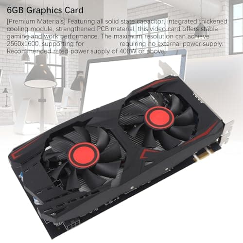 SENECESLI 550TI Compuer Graphics Card, 6GB GDDR5 192BIT Gaming Video Card Supports DVI VGA HD Multimedia Interface, PCIE 2.0 16X, Dual Cooling Fans 2