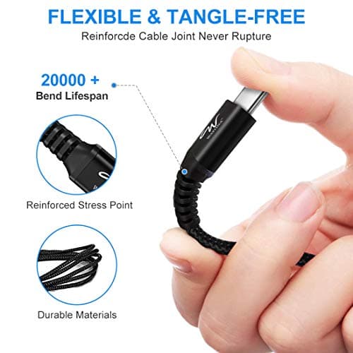 Wayona Type C Cable 65W Nylon Braided Quick Charger Fast Charging Compatible for Samsung Galaxy S24 S23 S22 S21 S20 S10, iPhone 15 Series, Z Fold 4 3/Flip 4 5G (1M, Black) 3
