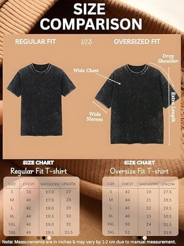 Amazon Brand - Anarva Men’s Oversized Acid Wash T-Shirt | Premium Cotton Relaxed Fit | Drop Shoulder Half Sleeve Casual Streetwear Tee for Men (in, Alpha, 2XL, Regular, Black PRT 5) 3