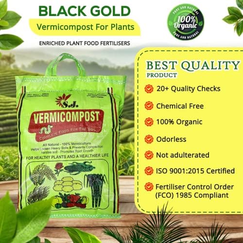 SJ Organics Vermicompost For Plants - 5 Kg | Odorless Fertilizer Powder | Ready to Use Organic Manure | Fertilizers for Plant Home Garden | Enriched Plant Food Fertilisers | Compost for Indoor plants 2