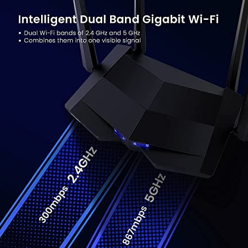 Tenda AC10 AC1200 Wireless Smart Dual-Band Gigabit WiFi Router, MU-MIMO, 4 Gigabit Ports, 867Mbps/5 GHz+ 300Mbps /2.4GHz, Support VPN Server, WiFi Schedule, (Black, Not a Modem) 2