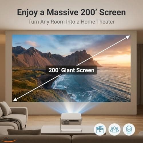 TONZO Vision X1 Smart LED Projector | Native 1080P Full HD | 10000 Lumens | Android 14 | Auto Focus & Keystone Corretion | Dual WiFi Bluetooth | 10W Speaker | Home Theater, Office & Outdoor Use 3