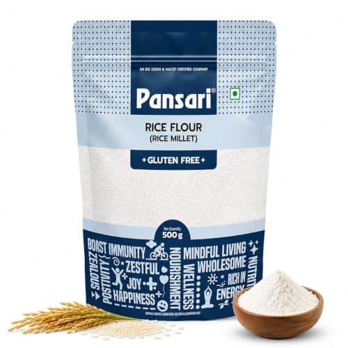 Pansari Rice Flour 500gm – Gluten-Free Chawal Ka Atta| High in Fiber, Improves Blood Sugar, Lowers Cholesterol, Ideal for Idli, Dosa, Appam & More