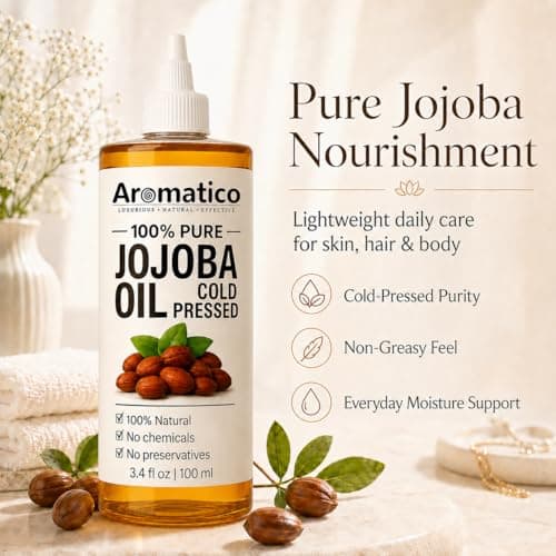 AROMATICO 100% Pure JOJOBA Oil Cold Pressed for Healthy Hair & Skin, Natural solution for Moisturised Skin, Hair Care & Body - 100ml 3