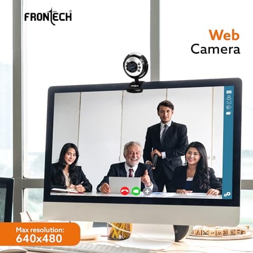 FRONTECH Digital Webcam with Built-in Mic & LED Lights, 30 FPS, Plug and Play USB Interface, Auto White Balance, for Video Calling, Live Streaming, Online Classes, Laptop/PC/TV (2251, Black) 2