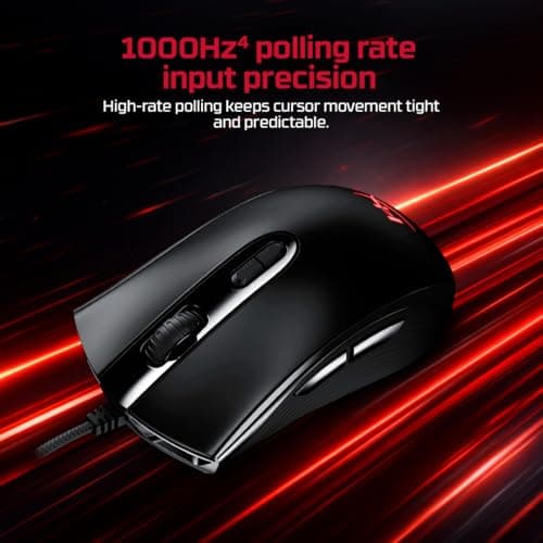 HyperX Pulsefire Core RGB USB Gaming Mouse, Up to 6200 DPI, Pixart 3327 Optical Sensor, 87gm Lightweight, 20Mn Clicks, 7 Programmable Buttons, 1K Hz Polling Rate, 24 Months Warranty - Black [4P4F8AA] 5