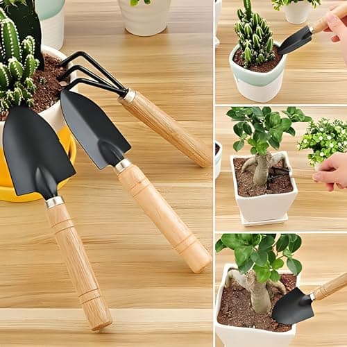 Generic 3 Pcs Gardening Tool Set, Hand Tool Kit for Home Gardening, Small Sized Hand Cultivator, Small Trowel & Garden Fork, Perfectly Sized for Kids, Ideal for Home Gardening, Flower Pot and Lawn 5