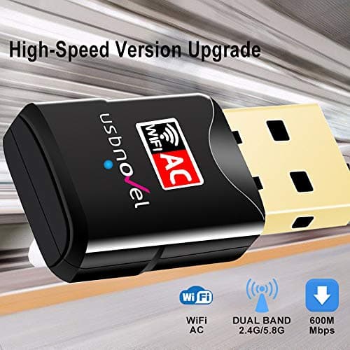 USB WiFi Adapter AC600Mbps USBNOVEL Dual Band 2.4G / 5G Wireless WiFi Dongle Network Card for for Laptop Desktop Win10/8/8.1/7/Vista/XP/2000, Mac OS X 10.6-10.13 2