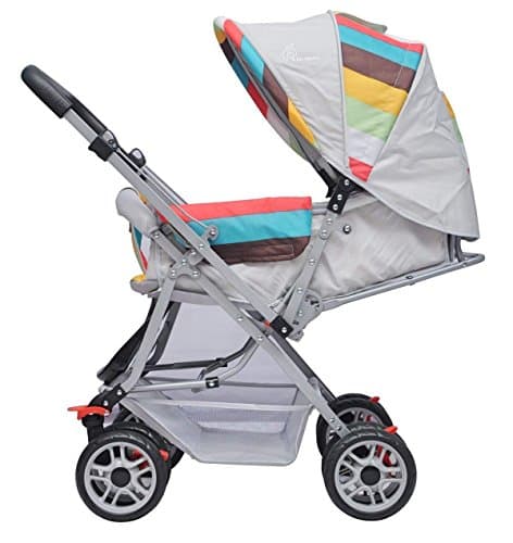R for Rabbit Lollipop Lite Baby Stroller for 0 to 3 Years Pram with 5 Point Safety Harness, Reversible Handlebar & Cushioned Seat with 3 Level Seats Recline/Lightweight Stroller for Kids (Rainbow) 3