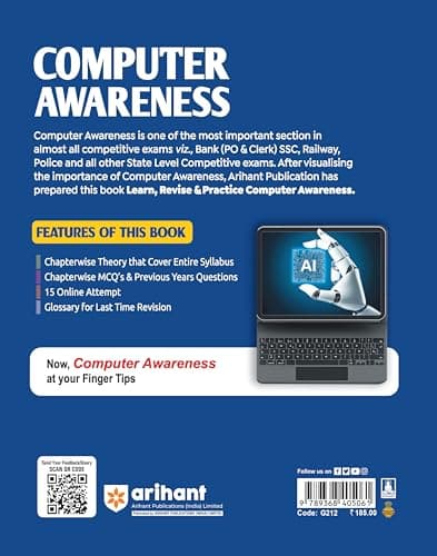 Arihant Computer Awareness Revised Edition 2025 | For SSC, Banking, Railway, DSSSB, CPCT, State PCS and One Day Exams | MCQs, PYQs, Notes, Flowcharts ... Tests and Latest Study Guide | English Medium 2