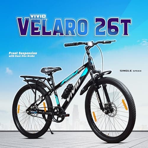 Leader Vivid Valero 26T IBC Single Speed Cycle for Men with Front Suspension & Dual Disc Brakes | Bicycle for Men | City/Mountain Bike with Carrier & Steel Frame | Ideal for 10+ Years – Black 2
