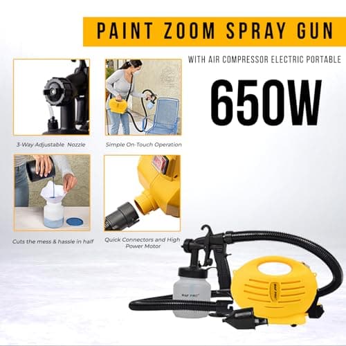 MAF PRO MP-MG4508 HVLP Electric Zoom Paint Spray Gun 800ml | 5L/Min Flow Rate | Portable Paint Sprayer for Wall, Wood, Metal & DIY Projects 5