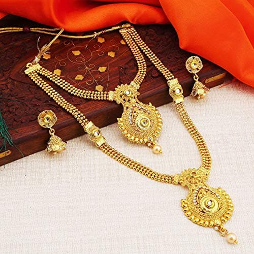 Sukkhi Ethnic Gold Plated Kundan Multi-String Set of 3 Necklace with Jhumki Earrings Combo for Women & Girls (SKR48716) 4