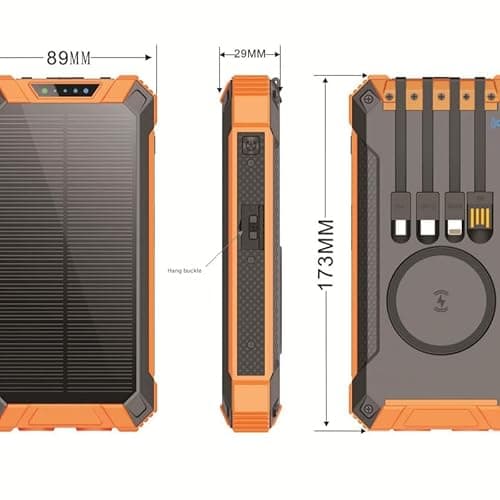 Yashidun® Outdoor Solar Power Bank with 4-Wire Output Wireless Charging Waterproof Shockproof Dustproof 5