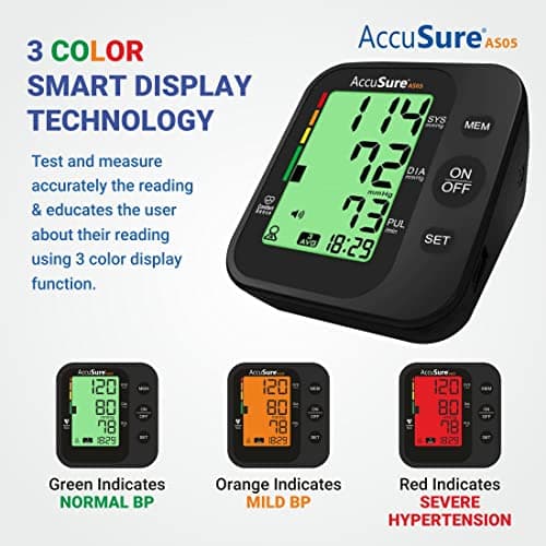 AccuSure AS05 Blood Pressure Monitor 3 Color Smart Display Technology & Adjustable Arm Cuff Fully Automatic Arm-Type Digital BP Monitor With Option For Micro Usb Port, Black 4