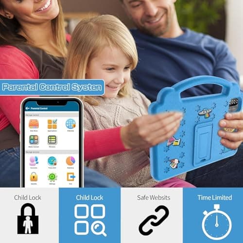 VOLENTEX 10 Inch Kids Tablet with Case, Android 15 Tablet for 3-12 Years, 64GB Training Pad, 5G WIFI6, Parental Control, Dual Camera, 6000mAh, Bluetooth (Blue) 4
