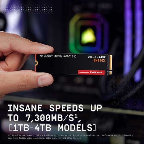 WD_Black Western Digital WD Black SN850X NVMe 1TB, Upto 7300MB/s R, 6300MB/s W, 5Y Warranty, PCIe Gen 4 NVMe M.2 (2280), Gaming Storage, Internal Solid State Drive (SSD) (WDS100T2X0E) 4