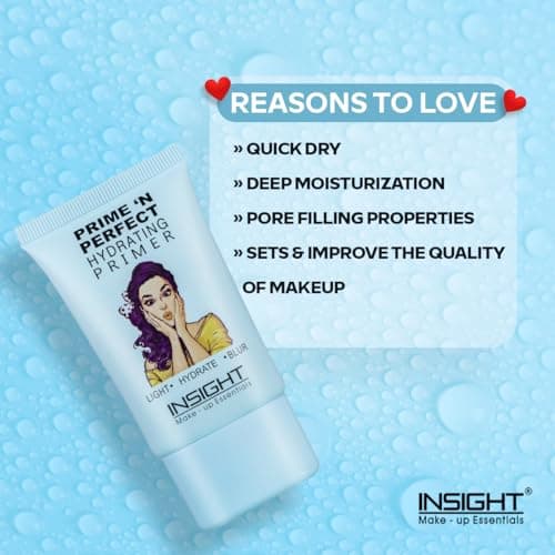 INSIGHT Prime 'n Perfect Hydrating Primer 10 ml |Featherlight Formula, Intense Hydration|Minimizes Pores, Smooths & Refines Skin | Shine Control, Advanced Moisture Lock Technology |Ideal for All Skin  3