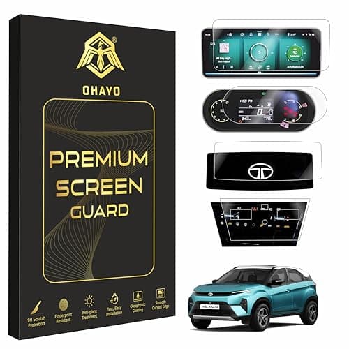 OHAYO 4 Pack Car Display Screen Protector for Tata Nexon 2025 & 2026 Facelift | Fits Creative, Creative+ S, Creative+ S CNG, Creative+ S Dark | 10.25" Infotainment, 4" MID, AC Touch Panel & Steering C