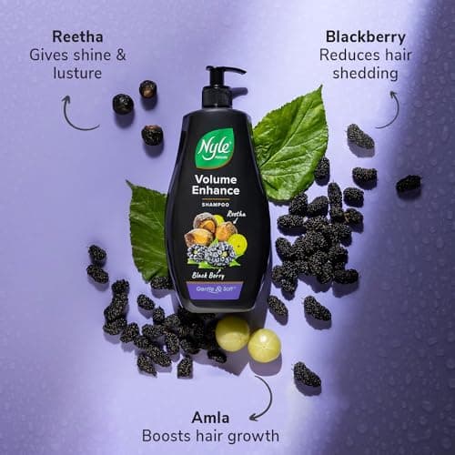 Nyle Naturals Volume Enhance Shampoo 1 L, For Long & Voluminous Hair with Blackberry, Reetha, & Amla | pH Balanced & Paraben Free Gentle & Soft Shampoo For Women & Men 5