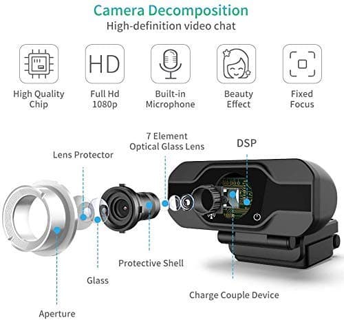 KZLYNN 1080P Ultra HD Webcam, Microphone; Laptop Desktop PC Video Webcam, Widescreen for Video Streaming, Conference, Gaming, Online Classes 2