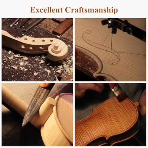 PHOENIX Violin 4/4 Full Size Kit, Violin Fiddle Set for Beginner Adults Student with Rosewood Bow, Extra Strings & Bridge, 2 Rosins, Tuner, Case, Mute, Fingerboard Stickers, Shoulder Rest 4