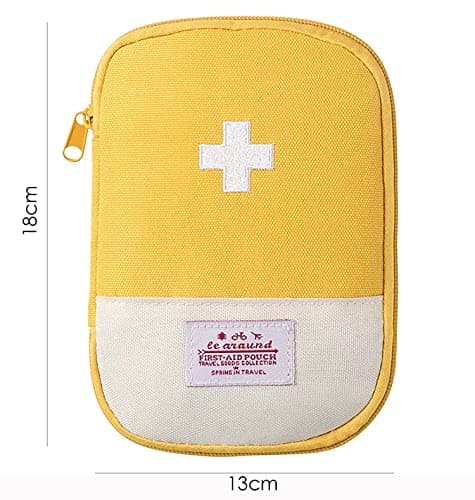 House of Quirk Nylon Oxford First Aid Bag, Empty First Aid Pouch, Mini Portable Medical Bag For Outdoor Camping Hiking Travel Emergency, Multifunction Emergency Medicine Storage (Yellow) 4
