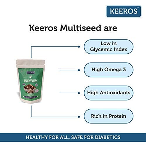 Keeros Multi Seeds Mix Healthy Snacks | Sugar Free Diabetic Friendly Trail Mix | Weight Management Snacks | Low GI High Fibre Superfood Mix | Roasted Flax, Pumpkin, Watermelon Seeds | Crunchy & Slight 4