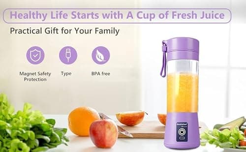 MAKE A WISH 6 Blade Portable Electric Mini USB Bottle Juicer Blender, Rechargeable Hand Juicer, Fruit Juice Maker Portable Blender For Smoothie And Juices(Multi Colour) PACK OF 1 5