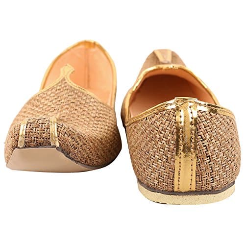 DFR Men's Jute Juti | Jutti for Men | Rajasthani Wedding Shoe Loafer, Color - Badam, UK Size - 8 4