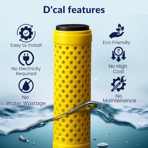 D'Cal - Hard Water Softener | For Complete House | Protects Taps, Pipes & Bathrooms | Reduces Dry Skin & Hair Loss | Easy to Use | 1 year Life | No Maintenance | Food Grade 3