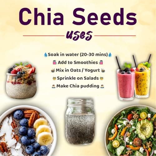 DRIEDA Chia Seeds | 100% Natural & Raw chia Seeds | Rich in Omega-3, Fiber & Plant Protein | Weight Loss, Detox & Healthy Diet | Superfood for Smoothies, Juice & Breakfast (Jar Pack) 4