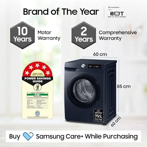 Samsung 12 kg, 5star, AI Control, AI Ecobubble, Super Speed, Wi-Fi, Hygiene Steam with Inbuilt Heater, Digital Inverter, Fully-Automatic Front Load Washing Machine (WW12DG6B24ASTL, Navy) 2