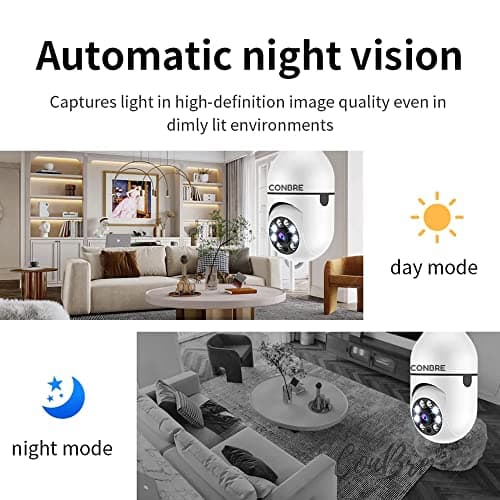 Conbre LightXR 2MP Full HD Indoor Wireless WiFi CCTV Security Camera | Motion Tracking | Two Way Talk | Colored Night Vision | Support Upto 128GB SD Card | Includes E27 Holder 5