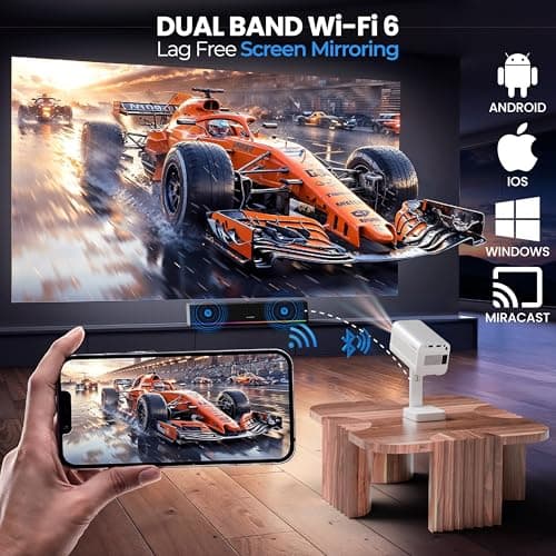 E GATE Atom 4X Automatic Projector 4k Ultra HD | Live TV | Android | Brightest 400 ISO | Native 1080p, Netflix, Prime | Precision Focus - Auto Keystone | USB-HDMI ARC+CEC | HDR+HLG | WiFi 6-BT | Egate 6