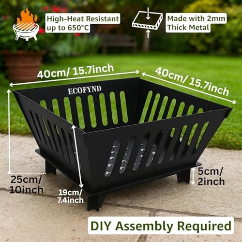 ecofynd Portable Charcoal Fire Pit for Garden, Modern Bonfire Pit Foldable & Compact Fire Bowl Brazier for BBQ, Picnic, Camping, Traveling, Outdoor Cooking, Heavy Duty Angithi for Winter (BBQ003) 2
