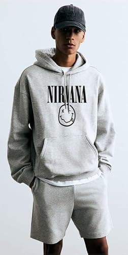 THE DUFFERS | Nirvana Hoodie for Men's & Women's Cotton Hooded Hoodies Sweatshirt Unisex Grey M 3